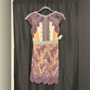 NEW AKIRA Black Label “Proper Tea Party” Dress Lavender Lace Size Medium